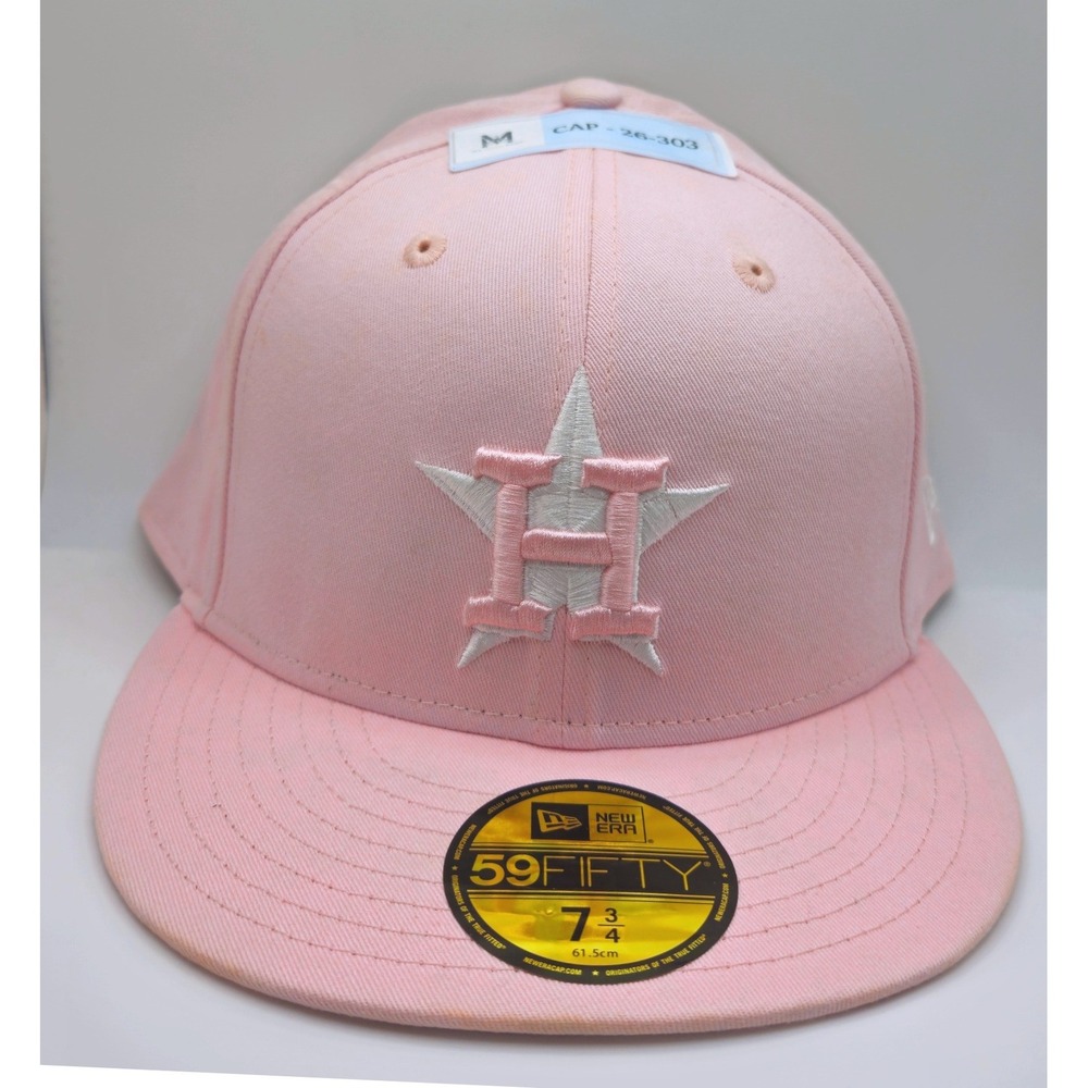 New Era 59FIFTY Houston Astros Fitted Hat Pink Grey Undervisor 7 3/4 21268758